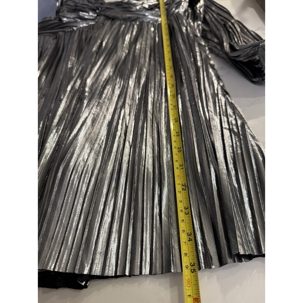 BOHME Faylinn Metallic Mini Dress Women's Pleated Dress Sz L Retro Club - Picture 16 of 16